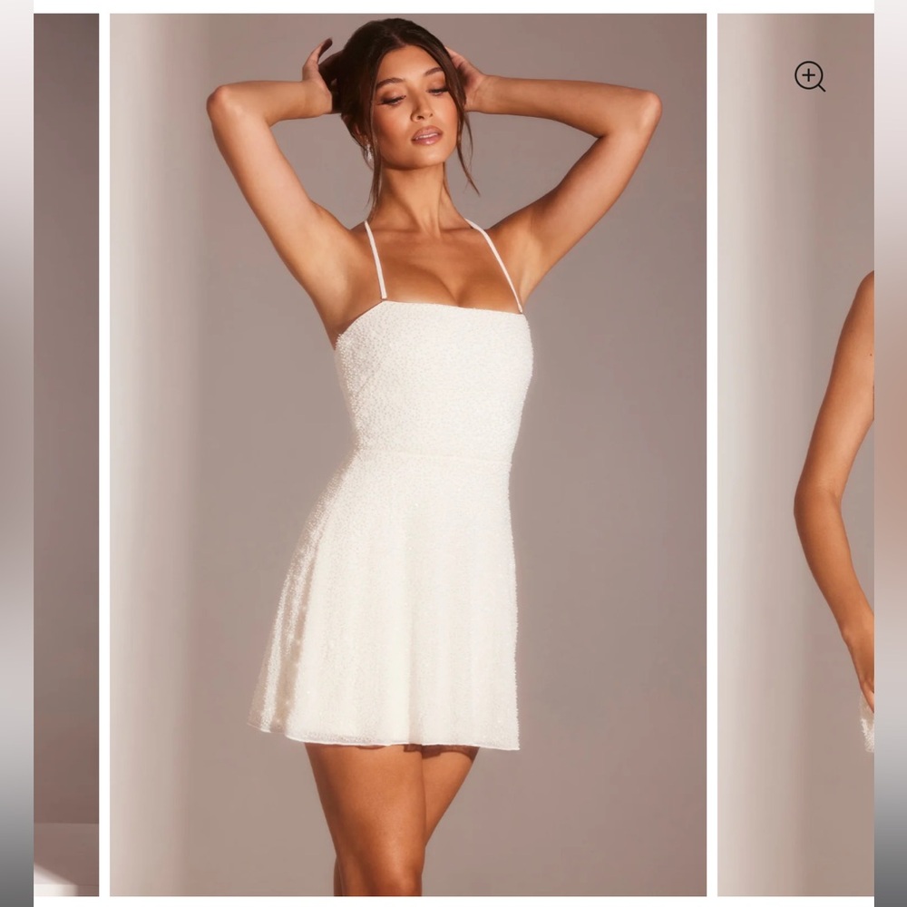 Oh Polly Salerno Embellished Mini Dress in White